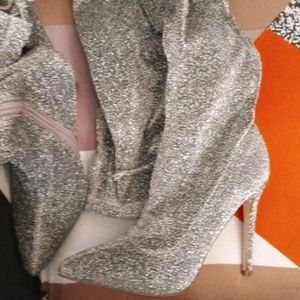 Silver Glitter Over Knee Boot